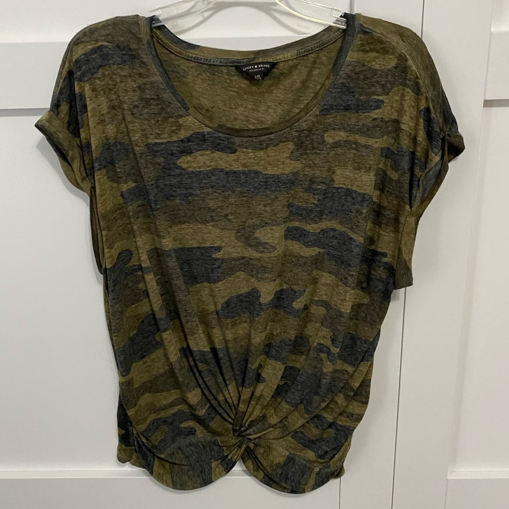 Never worn lucky brand Camo top. Perfect condition.